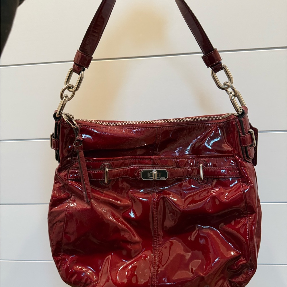 Coach Red Kristin Patent Leather Hobo